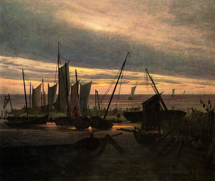 Schiffe im Hafen am Abend